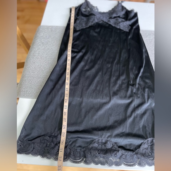 Vintage Black Lace Nylon Slip Dress Size Bust 34 or Small/Medium - Picture 5 of 7